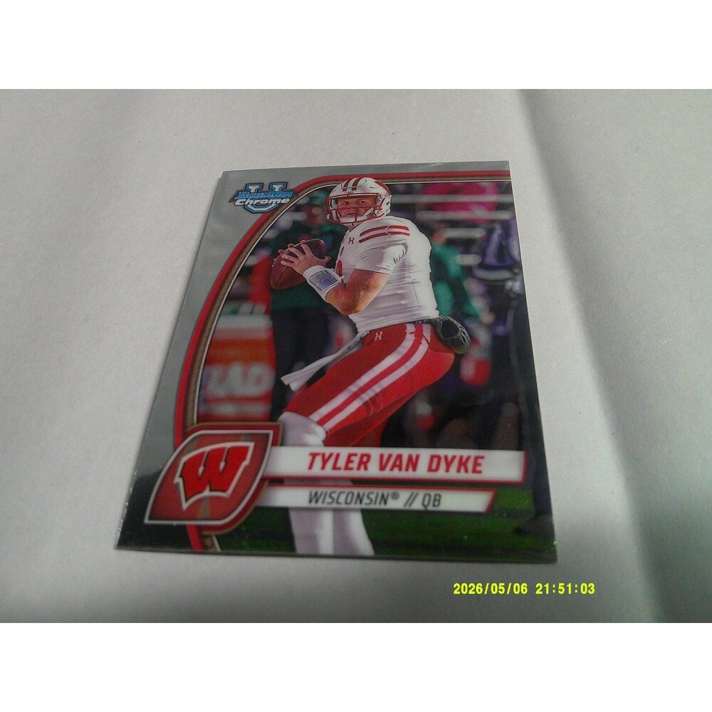2024 Bowman Chrome Tyler Van Dyke #180 Wisconsin QB Rookie Prospect Football